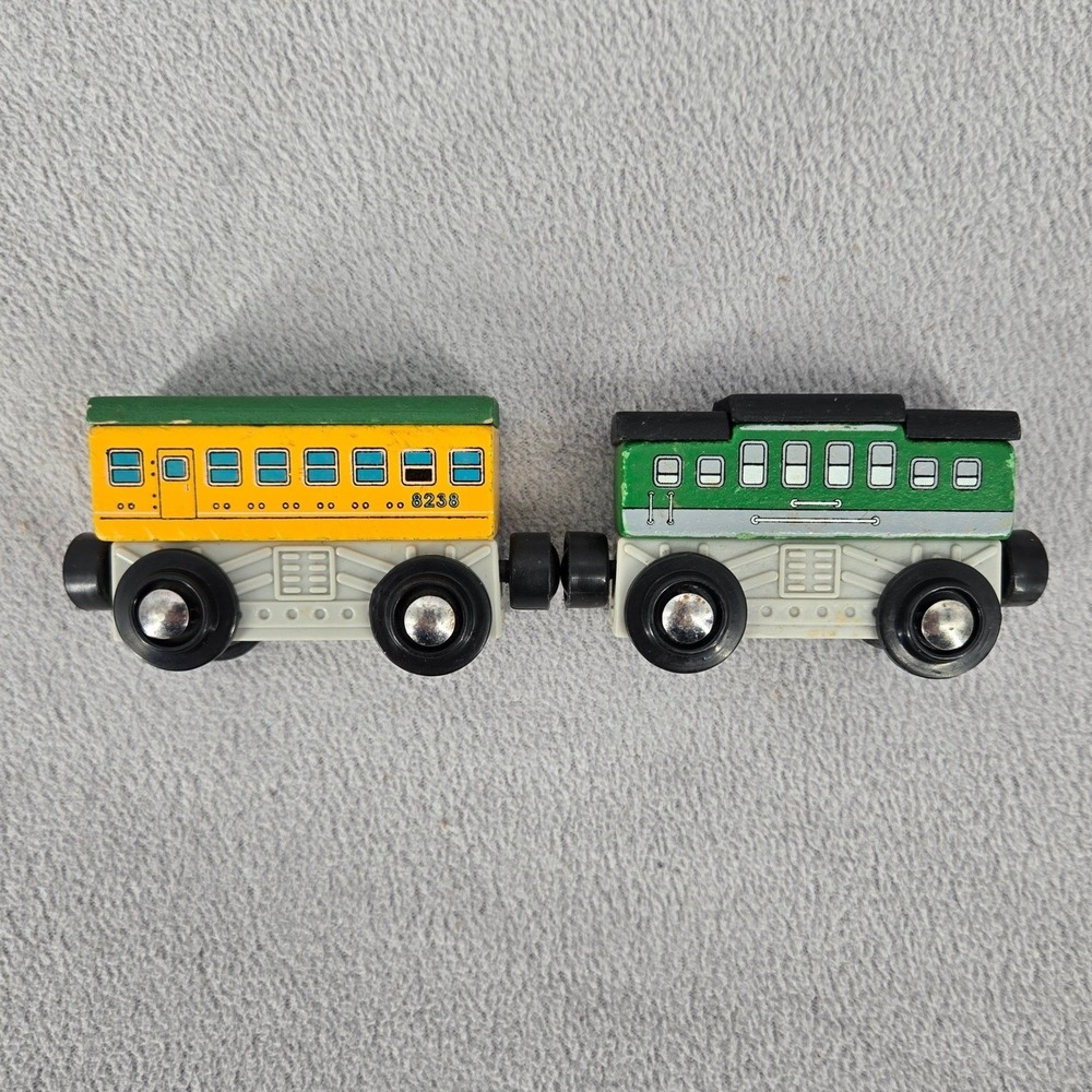 Brio OS 2pc Passenger Train Cars Kids Vintage Wooden Railway Aesthetic